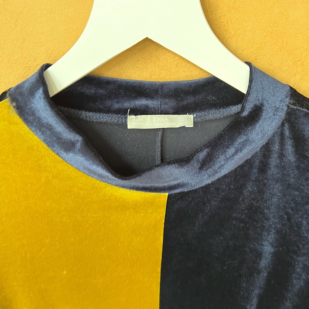 Zara Velvet Color Block Dress size Large - Picture 5 of 11